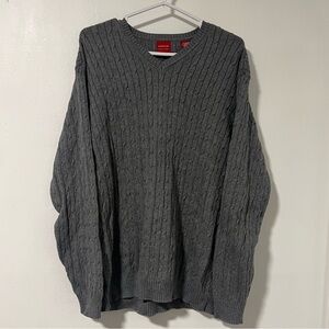 Arrow Gray V-Neck Cotton and Cashmere Blend Sweater